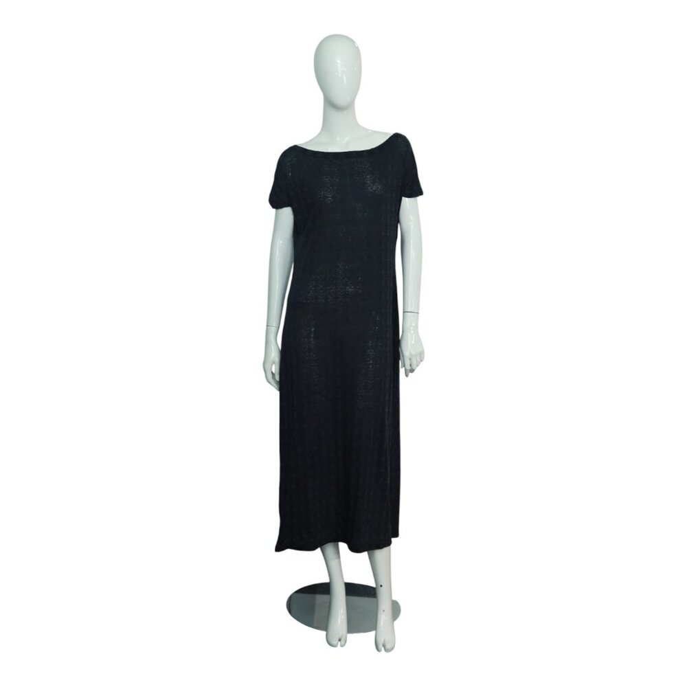 Zadig & Voltaire Black Skull Print Short Sleeve Boat Neckline Calf Length dress